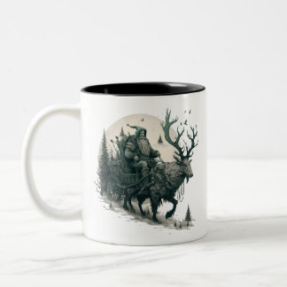 Caneca De Café Em Dois Tons Papais noeis com Elk Irlandês