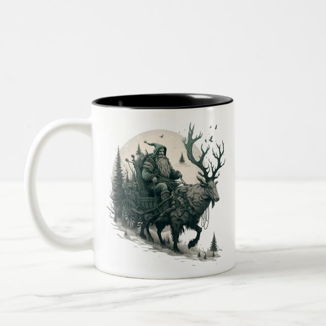 Caneca De Café Em Dois Tons Papais noeis com Elk Irlandês (Esquerda)