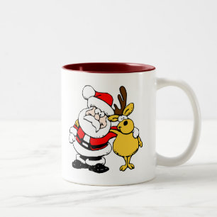 Caneca De Café Em Dois Tons Papais noeis com veado