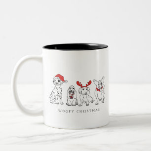 Caneca De Café Em Dois Tons Papais noeis de Cão de Natal Cães de Natal Cães