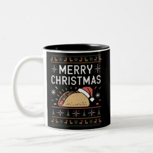 Caneca De Café Em Dois Tons Papais noeis de Luzes de Sweater Feias de Natal