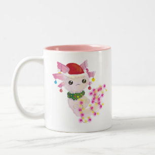 Caneca De Café Em Dois Tons papais noeis de natal axolotl