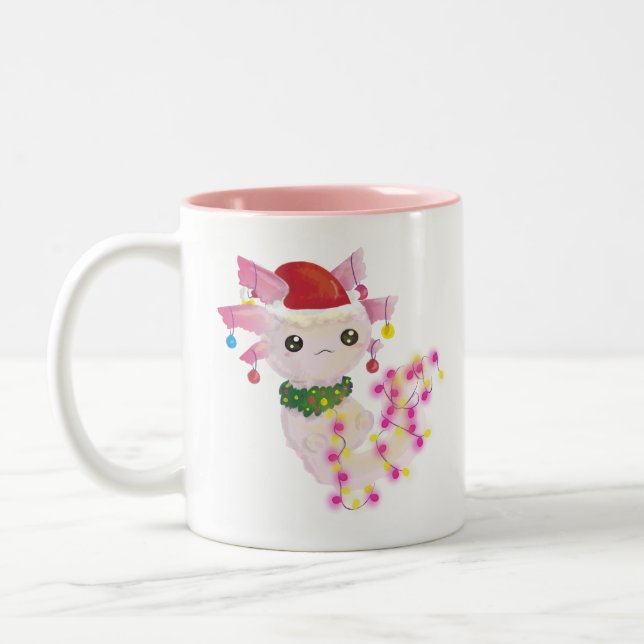 Caneca De Café Em Dois Tons papais noeis de natal axolotl (Esquerda)