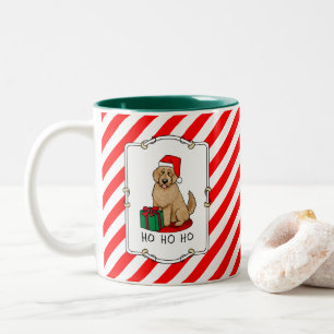 Caneca De Café Em Dois Tons Papais noeis de Natal Goldendoodle (ouro vermelho)