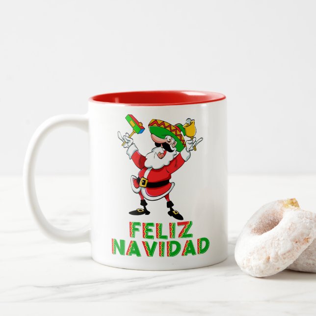 Caneca De Café Em Dois Tons Papais noeis de Natal Personalizados da Navidad do (Com Donut)