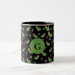 Caneca De Café Em Dois Tons papais noeis de tartaruga fofa padrão de Natal