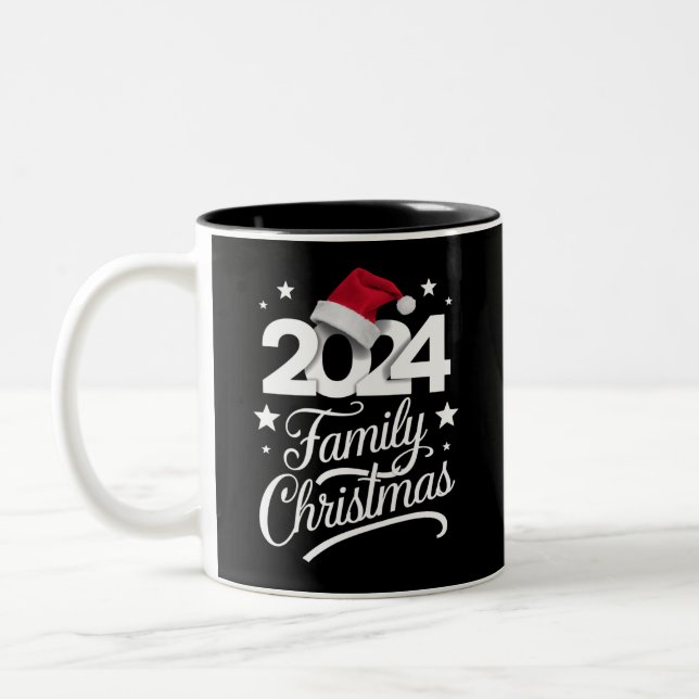 Caneca De Café Em Dois Tons Papais noeis do Pajama de 2024 (Esquerda)