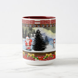 Caneca De Café Em Dois Tons Papais noeis e boneco de neve