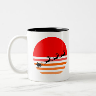 Caneca De Café Em Dois Tons Papais noeis e Sua Reindeer Engraçada Presente de