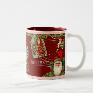 Caneca De Café Em Dois Tons Papais noeis Elegantes, Santo Nicholas, Acredita e