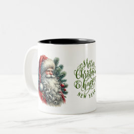 Caneca De Café Em Dois Tons Papais noeis encaram feliz Natal e Feliz ano novo