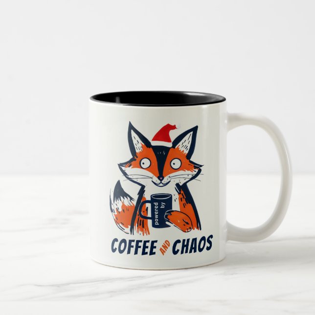 Caneca De Café Em Dois Tons Papais noeis Engraçados de Café e Caos Fox (Direita)