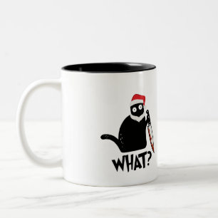 Caneca De Café Em Dois Tons Papais noeis Engraçados Gato Negro Assassino O Quê