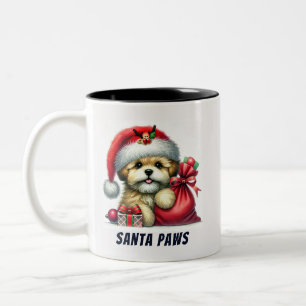 Caneca De Café Em Dois Tons Papais noeis Engraçados Pão Cachorro Bichon