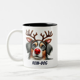 Caneca De Café Em Dois Tons Papais noeis Engraçados Rein-Dog