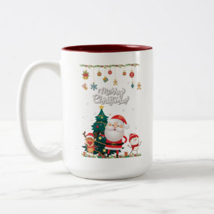 Caneca De Café Em Dois Tons Papais noeis engraçados, Snowman, Reindeer Feliz N