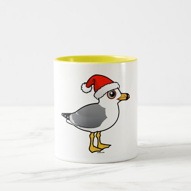 Caneca De Café Em Dois Tons Papais noeis Gaivota com anel (Centro)