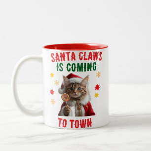 Caneca De Café Em Dois Tons Papais noeis Garras de Natal