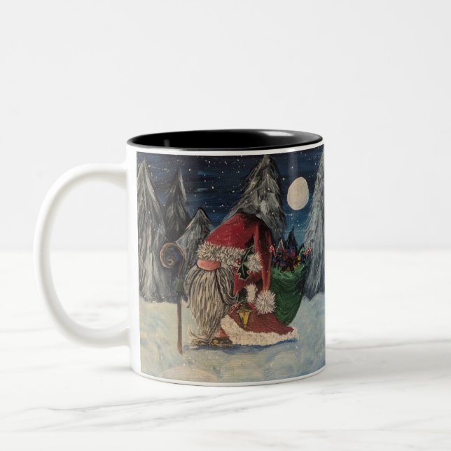 Caneca De Café Em Dois Tons Papais noeis Gnome Mug (Esquerda)