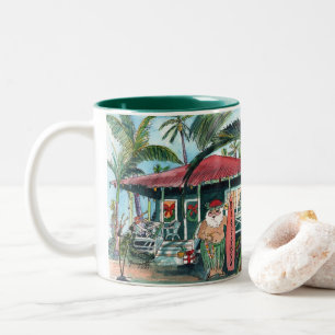 Caneca De Café Em Dois Tons Papais noeis havaianos Mele Kalikimaka Mug
