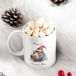 Caneca De Café Em Dois Tons Papais noeis Hippo, personalizado