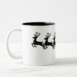 Caneca De Café Em Dois Tons Papais noeis Minimalistas Sleigh Silhouette