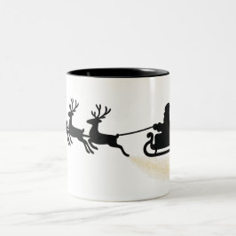 Caneca De Café Em Dois Tons Papais noeis Minimalistas Sleigh Silhouette