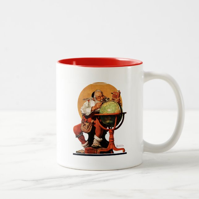 Caneca De Café Em Dois Tons Papais noeis no globo (Direita)