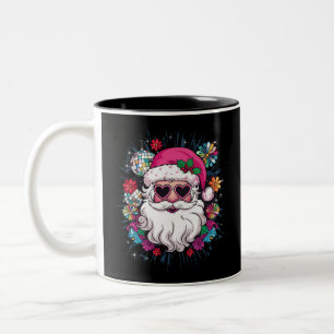Caneca De Café Em Dois Tons Papais noeis Rosa de Disco Festa de Natal Engraçad