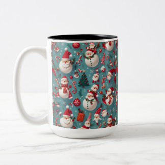 Caneca De Café Em Dois Tons Papais noeis Snowman Natal