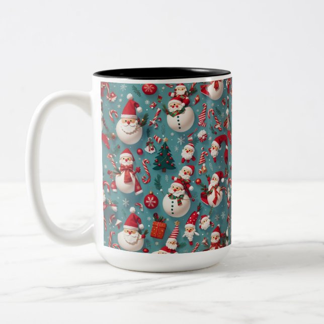 Caneca De Café Em Dois Tons Papais noeis Snowman Natal (Esquerda)