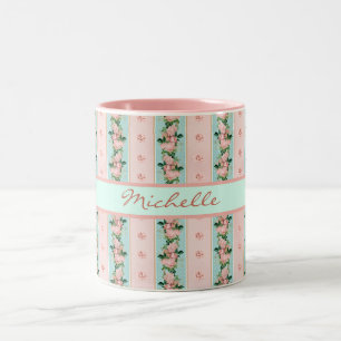 Caneca De Café Em Dois Tons Papel de parede flexível, cor-de-rosa, do monogram