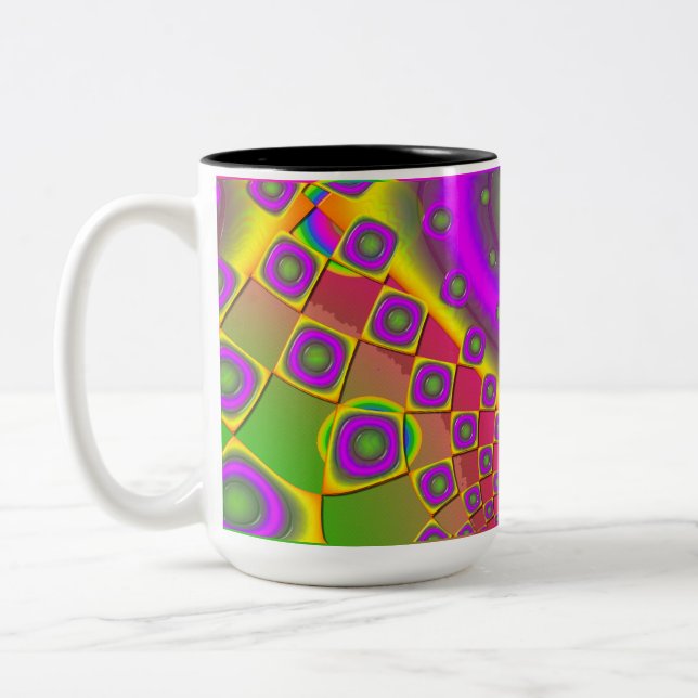 Caneca De Café Em Dois Tons Papel Neon Pop Psicedélico (Esquerda)