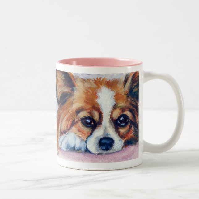 Caneca De Café Em Dois Tons Papillon Cão (Direita)