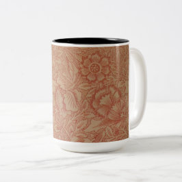 Caneca De Café Em Dois Tons Papoula Rosa (por William Morris) (Padrão Vintage)