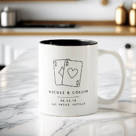 Caneca De Café Em Dois Tons Par de Aces | Favor de Casamento de Las Vegas
