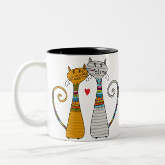 Caneca De Café Em Dois Tons Par de Gato no Amor - Mug