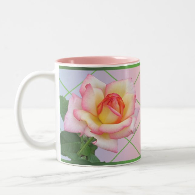 Caneca De Café Em Dois Tons Par de Rosas Rosa (Esquerda)