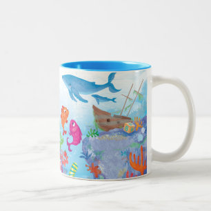 Caneca De Café Em Dois Tons Para baixo no oceano