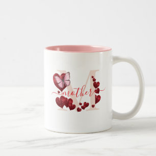 Caneca De Café Em Dois Tons Para Mamãe Borboletas Em Forma De Coração Buquê Do