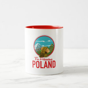 Caneca De Café Em Dois Tons Para o logotipo da Adventure Poland Travel