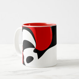 Caneca De Café Em Dois Tons Para o Sr. Redd: Abstrato Preto, Branco e Vermelho