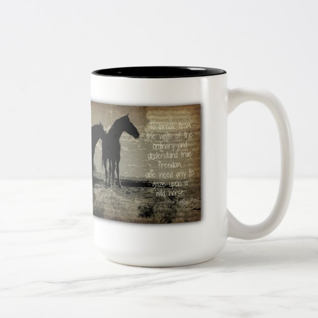 Caneca De Café Em Dois Tons Para olhar em cima de uma caneca do cavalo (Direita)