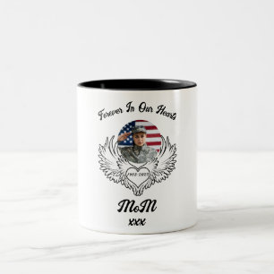 Caneca De Café Em Dois Tons Para Sempre Em Nossos Corações Fotografia Funeral