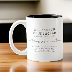 Caneca De Café Em Dois Tons Para Sempre Em Nossos Corações, Simples Citação Mo