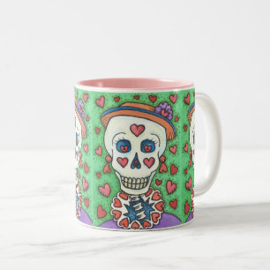 Caneca De Café Em Dois Tons PARA SEMPRE SEU SKELETON LADY SKULL MUG Repetir