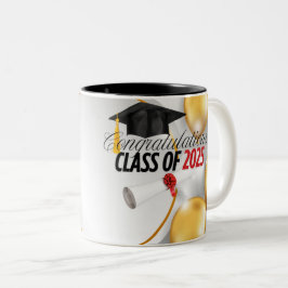 Caneca De Café Em Dois Tons Parabéns Classe de Formando de 2025 Coffee Mug