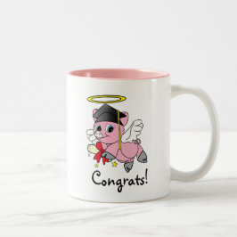 Caneca De Café Em Dois Tons Parabéns da graduação do anjo do porco