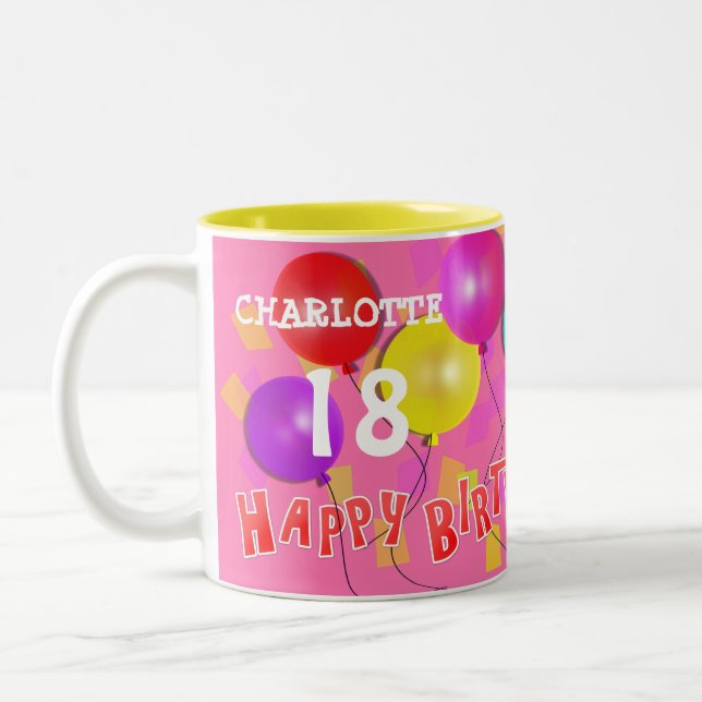 Caneca De Café Em Dois Tons Parabéns, Diversão 18 Milestone Personalizado Tw (Esquerda)