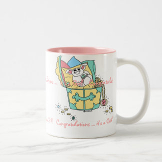 Caneca De Café Em Dois Tons Parabéns do BEBÊ (menina)
